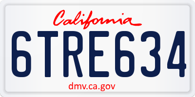 CA license plate 6TRE634