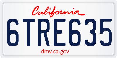 CA license plate 6TRE635