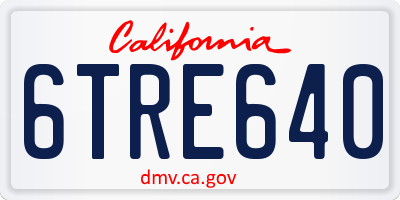 CA license plate 6TRE640