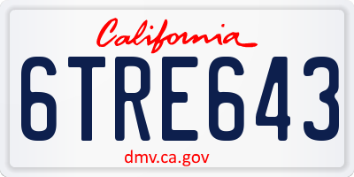 CA license plate 6TRE643