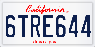 CA license plate 6TRE644