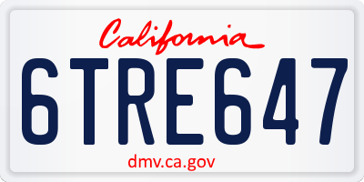 CA license plate 6TRE647