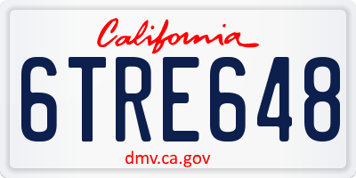 CA license plate 6TRE648