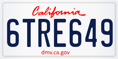 CA license plate 6TRE649