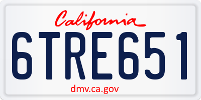 CA license plate 6TRE651
