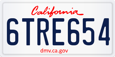 CA license plate 6TRE654