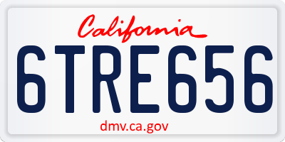 CA license plate 6TRE656