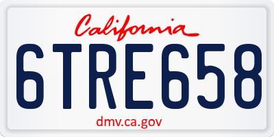 CA license plate 6TRE658