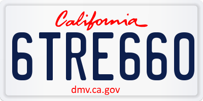 CA license plate 6TRE660