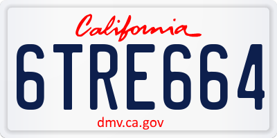CA license plate 6TRE664