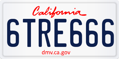 CA license plate 6TRE666