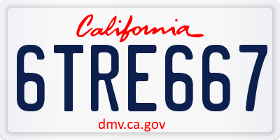 CA license plate 6TRE667