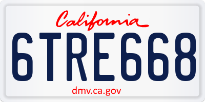 CA license plate 6TRE668