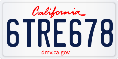 CA license plate 6TRE678