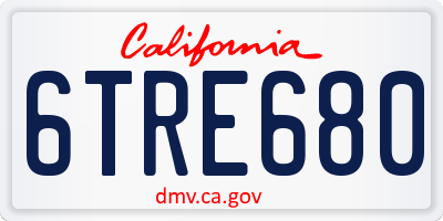 CA license plate 6TRE680