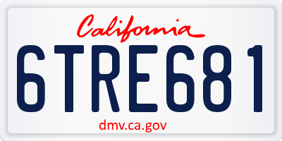 CA license plate 6TRE681