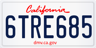 CA license plate 6TRE685