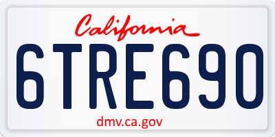 CA license plate 6TRE690