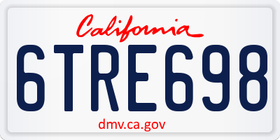 CA license plate 6TRE698