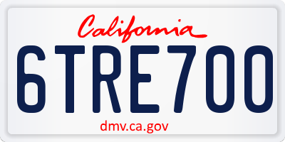 CA license plate 6TRE700