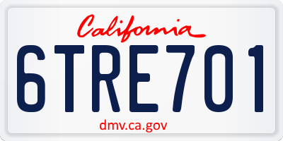 CA license plate 6TRE701