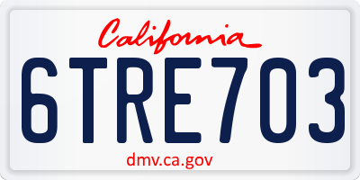 CA license plate 6TRE703