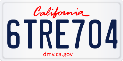 CA license plate 6TRE704