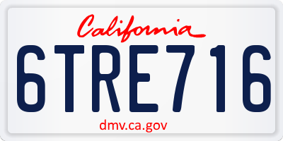 CA license plate 6TRE716