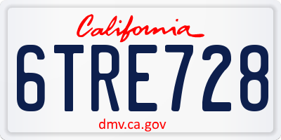 CA license plate 6TRE728