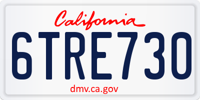 CA license plate 6TRE730