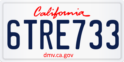 CA license plate 6TRE733