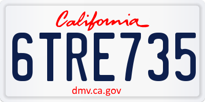 CA license plate 6TRE735