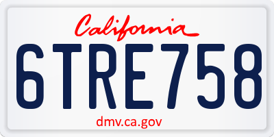 CA license plate 6TRE758