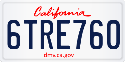 CA license plate 6TRE760