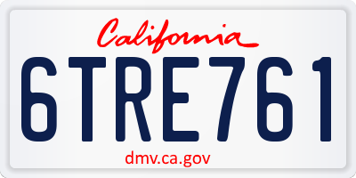 CA license plate 6TRE761