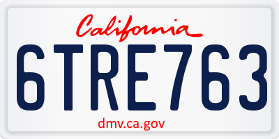 CA license plate 6TRE763