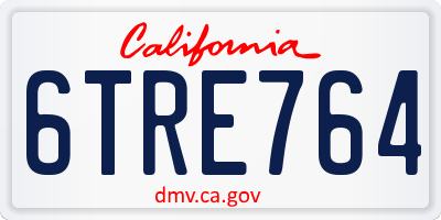 CA license plate 6TRE764