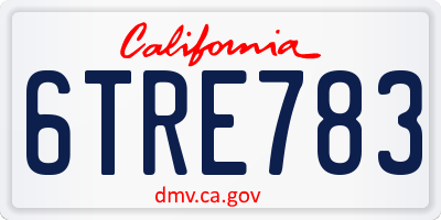 CA license plate 6TRE783