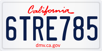 CA license plate 6TRE785