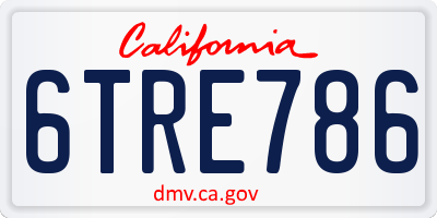 CA license plate 6TRE786