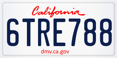 CA license plate 6TRE788