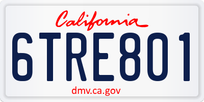 CA license plate 6TRE801