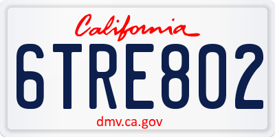 CA license plate 6TRE802
