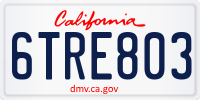 CA license plate 6TRE803