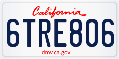 CA license plate 6TRE806
