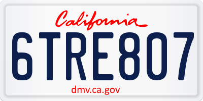 CA license plate 6TRE807