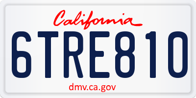 CA license plate 6TRE810