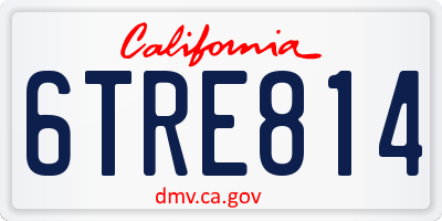 CA license plate 6TRE814