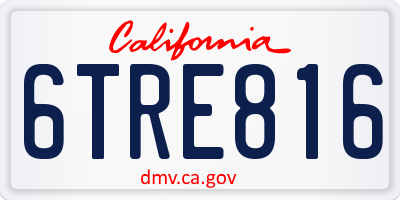 CA license plate 6TRE816