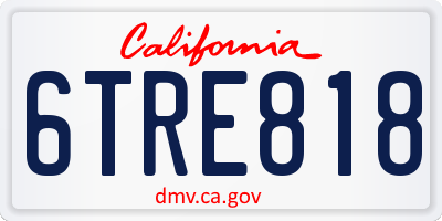 CA license plate 6TRE818